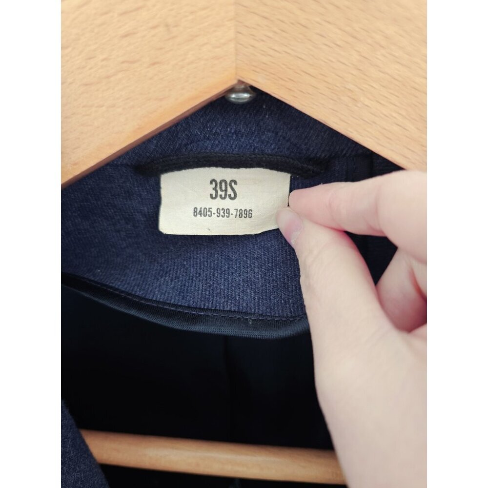 Air Force Military Vintage Wool Navy Blue Double Breasted Long Overcoat Coat 39S - Picture 5 of 10